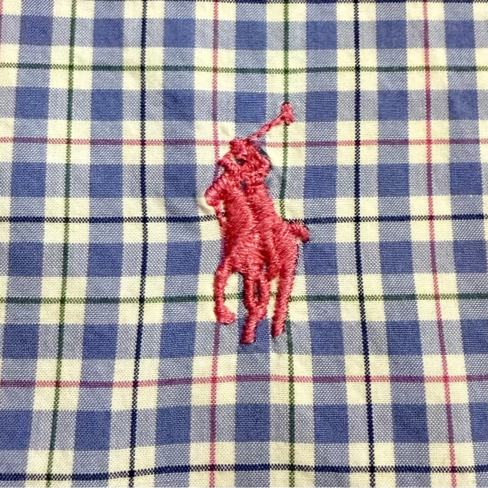 Ralph Lauren Blue Plaid Button Down Shirt -‎ Pink Pony Men’s Sz Small